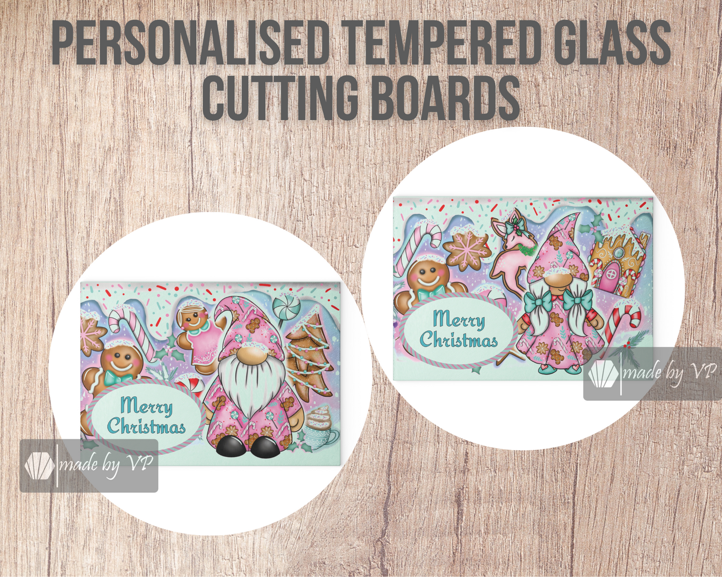 Personalised Christmas Cutting Board, Gnomes