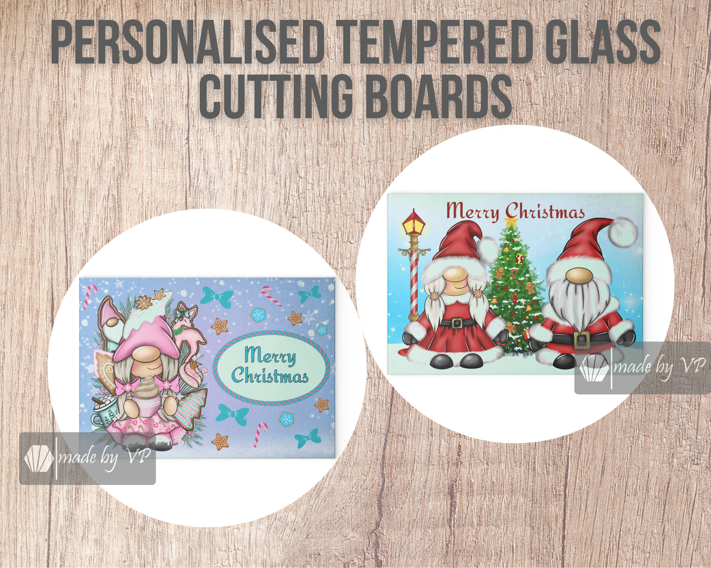 Personalised Christmas Cutting Board, Gnomes