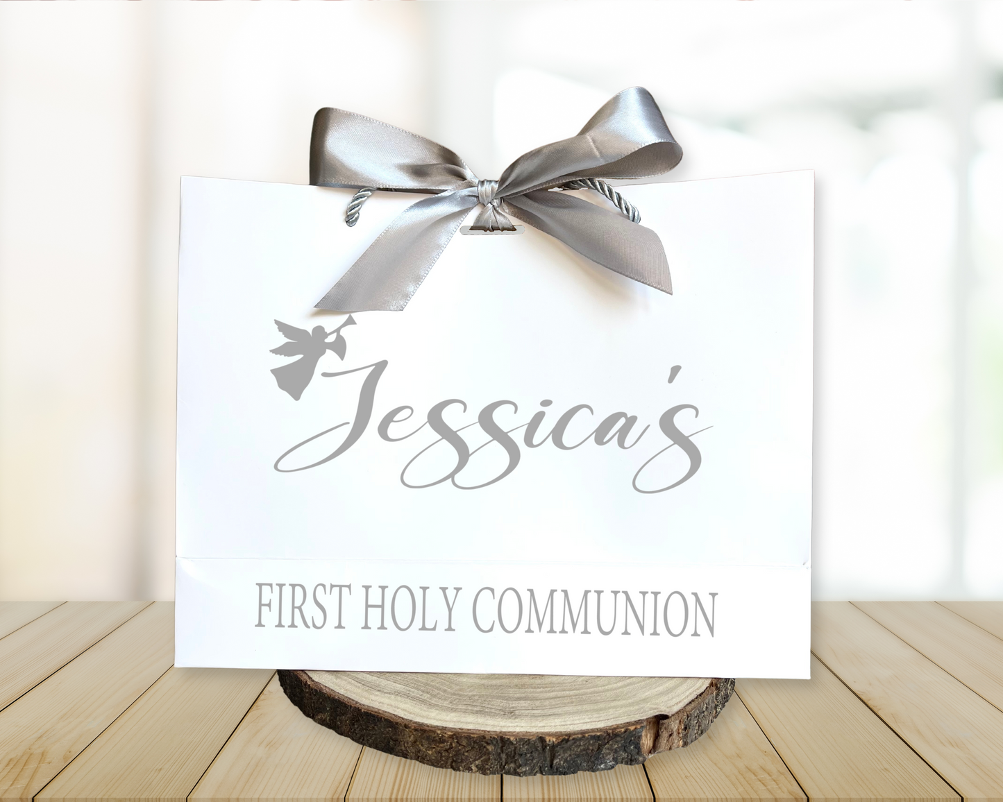 Personalised Holy Comunion Gift Bag With Bow Ribbon, Luxury Bag