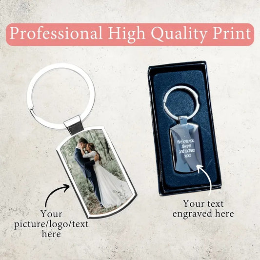 Personalised Engraved Photo Keyring, Printed Picture