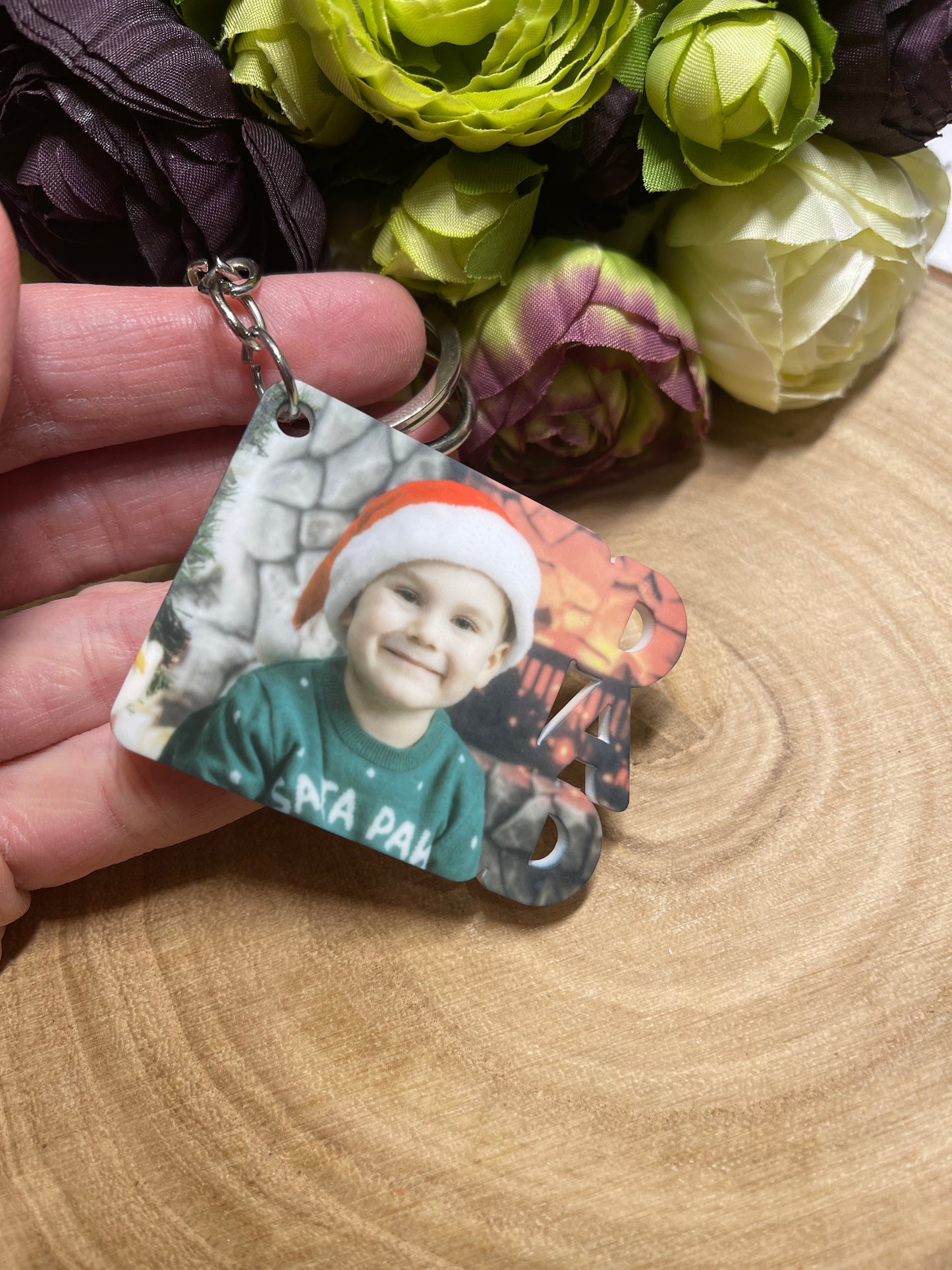 Personalised Photo Keyring, Double Sided, Dad Keyring