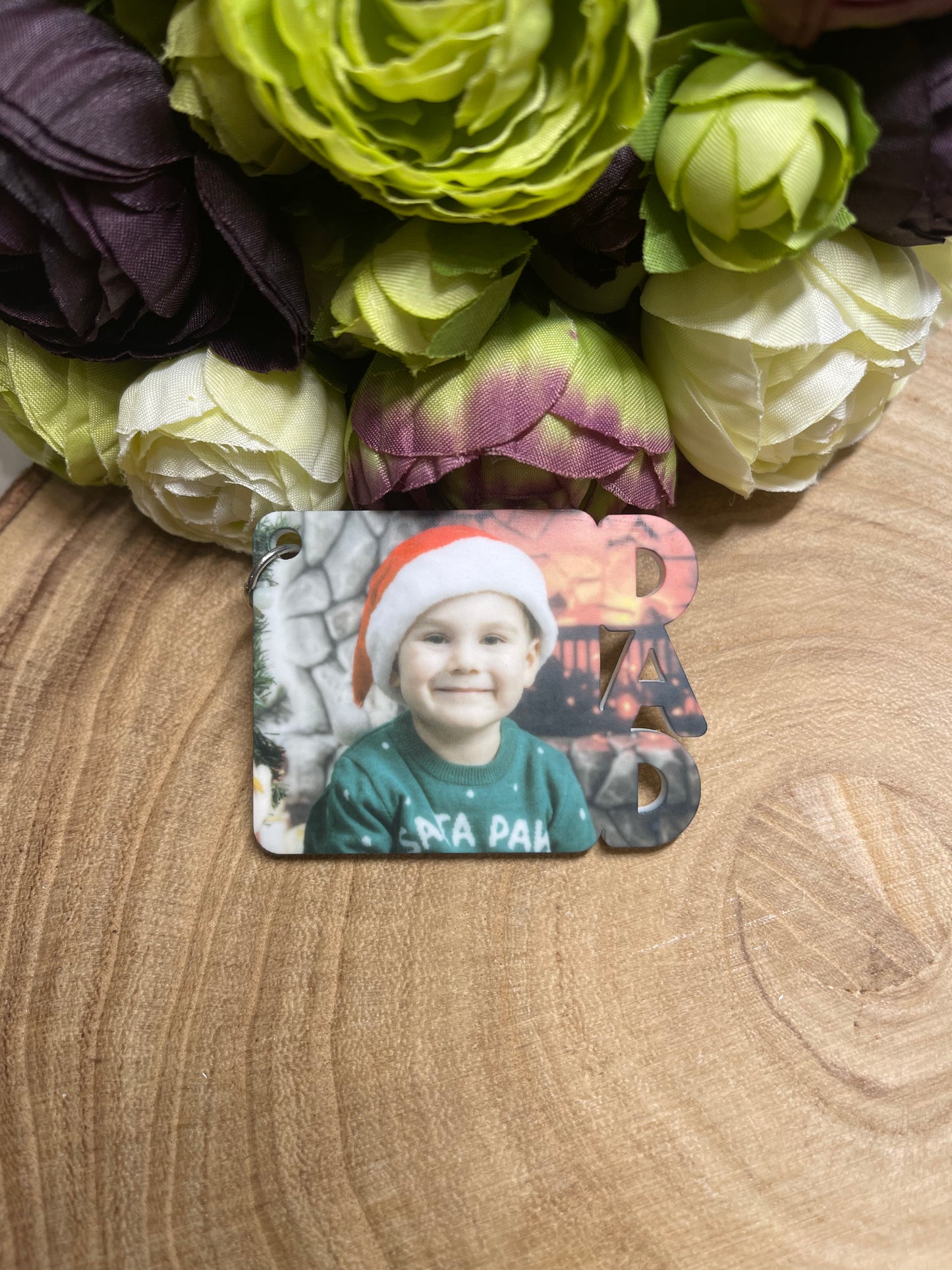 Personalised Photo Keyring, Double Sided, Dad Keyring