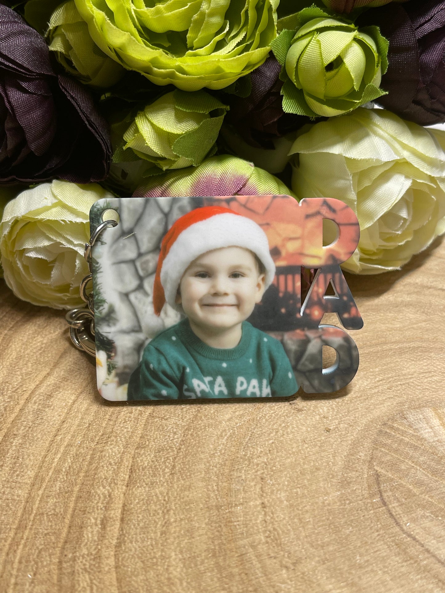 Personalised Photo Keyring, Double Sided, Dad Keyring