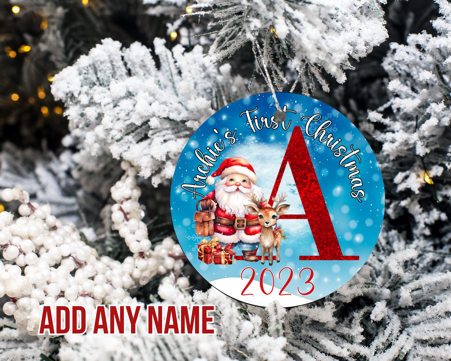Personalised First Christmas Bauble, Xmas Tree Decoration, Free Gift Bag