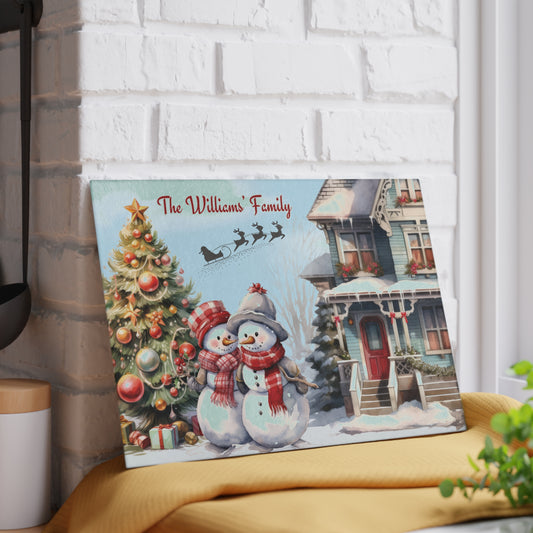 Personalised Christmas Cutting Board, Snowman