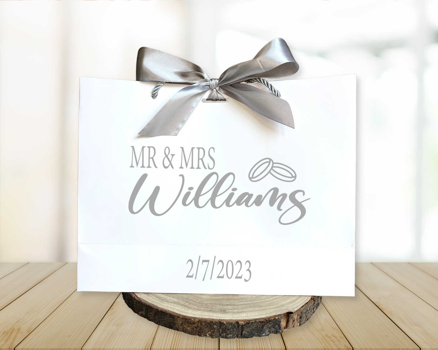 Personalised Wedding Gift Bag With Bow Ribbon
