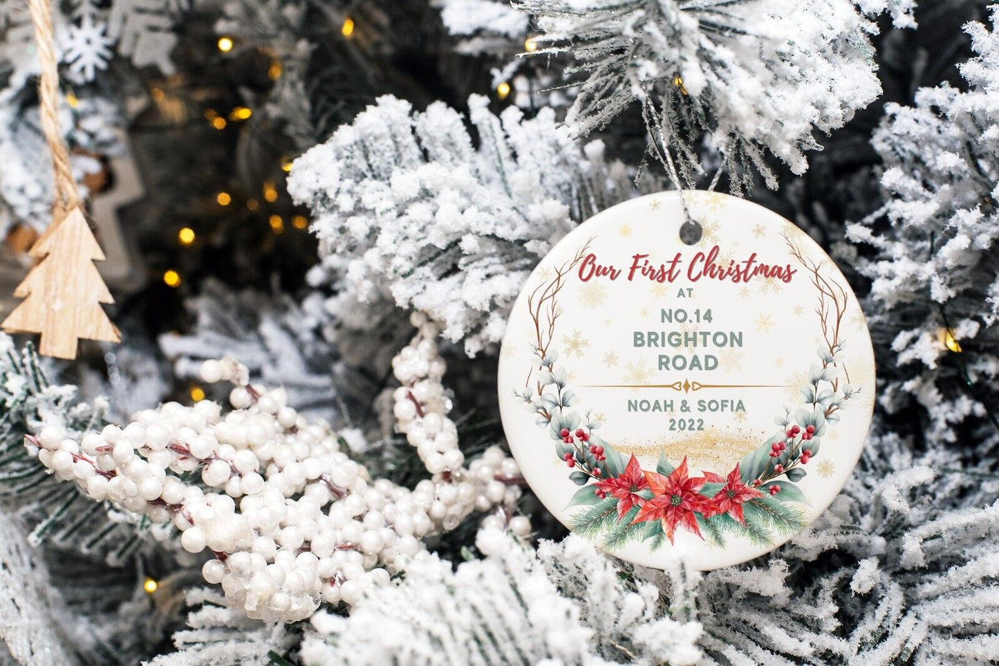 Personalised First Christmas At New Home Address Ornament, XmasTree Decoration