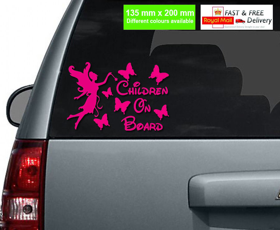 Children On Board Car Sticker Fairy and Butterflies / Different Colours Available