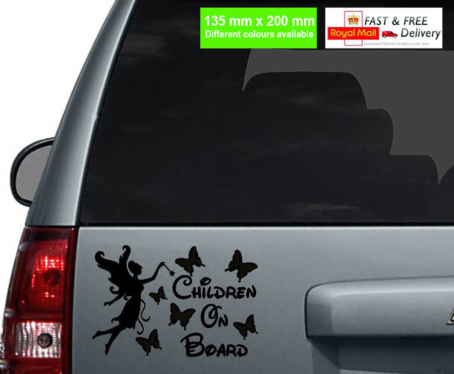 Children On Board Car Sticker Fairy and Butterflies / Different Colours Available