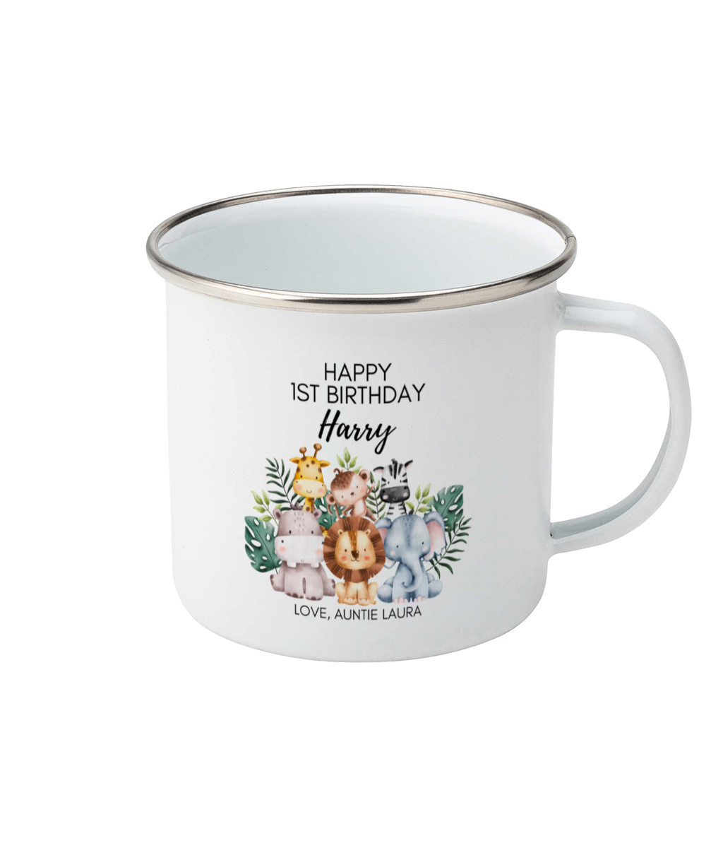 Personalised Enamel Mug Jungle Animals