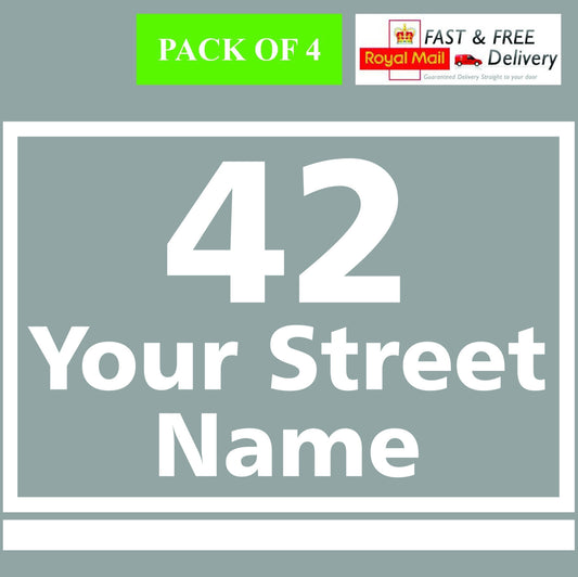 4 X Bin Custom Vinyl Stickers House Number Street Address