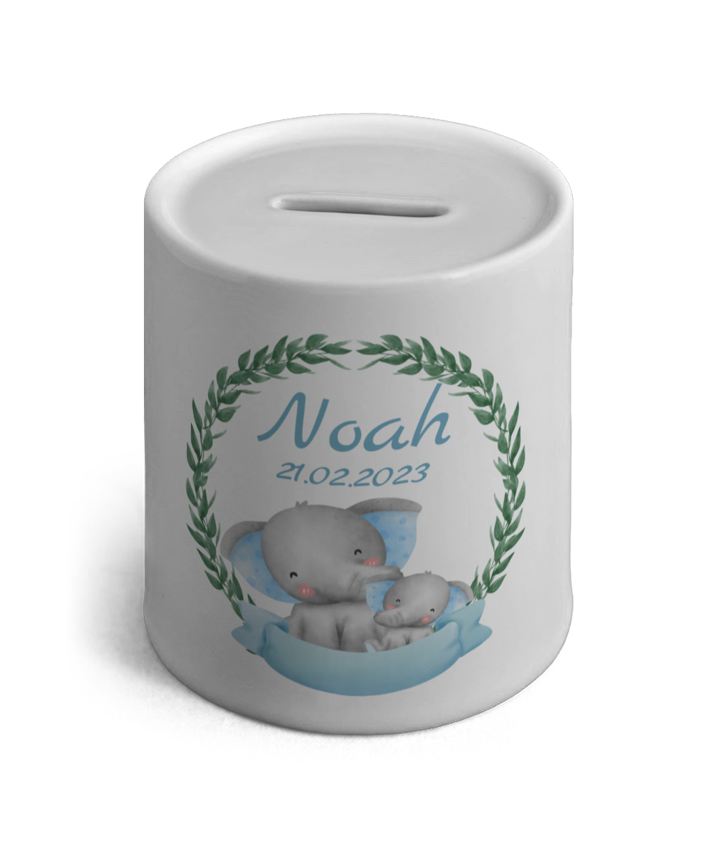 Personalised Ceramic Money Box Elephants