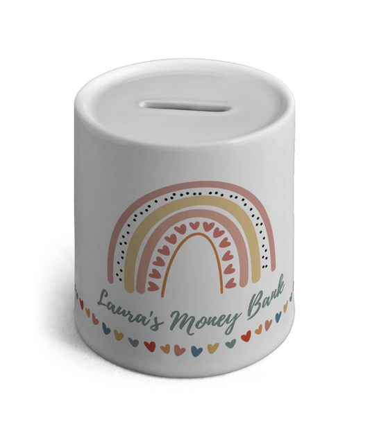 Personalised Ceramic Money Box Rainbow