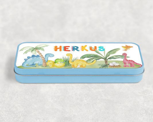Personalised Pencil Case Tin Dinosaurs