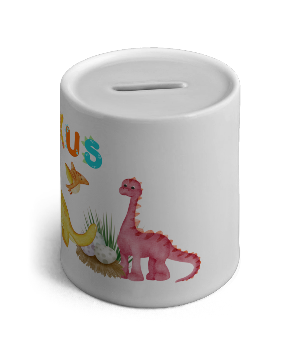Personalised Ceramic Money Box Dinosaurs
