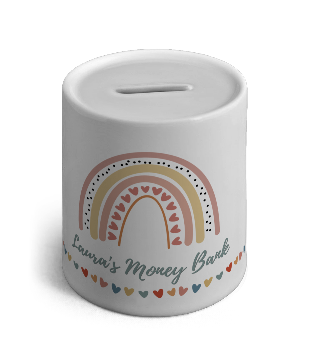 Personalised Ceramic Money Box Rainbow