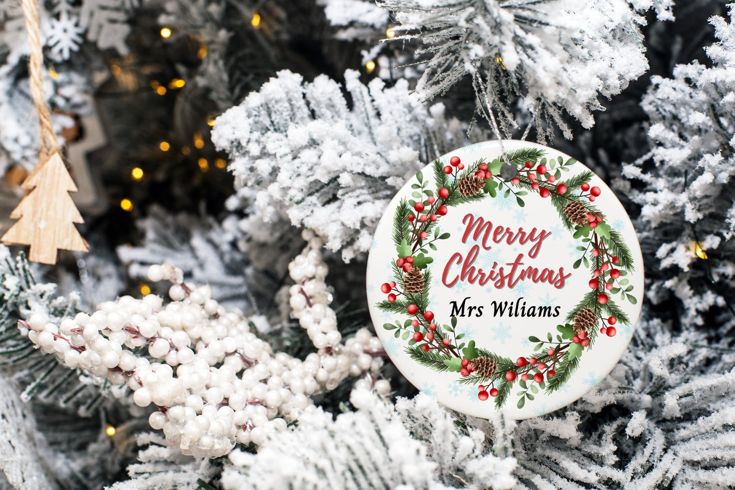 Personalised Christmas Ornament, Teacher's Gift, Family Gift, Christmas Tree Decoration, Keepsake With Free Gift Bag