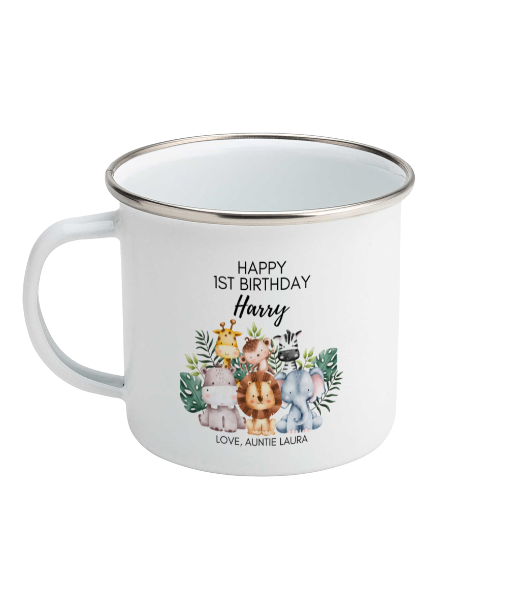 Personalised Enamel Mug Jungle Animals