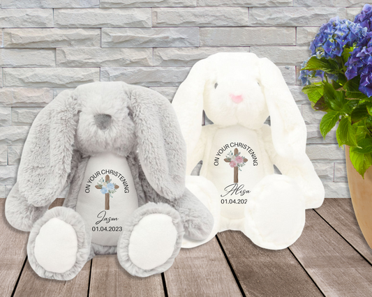 Personalised Bunny, Christening Gift for Boys and Girls, Soft Toy