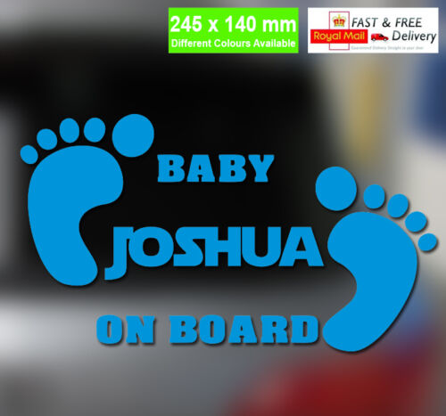 Personalised Name BABY ON BOARD Vinyl Car Sticker / Custom Fonts / Baby Feet
